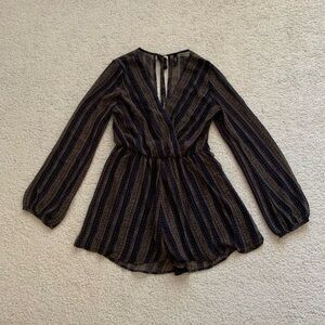 Striped longsleeve romper